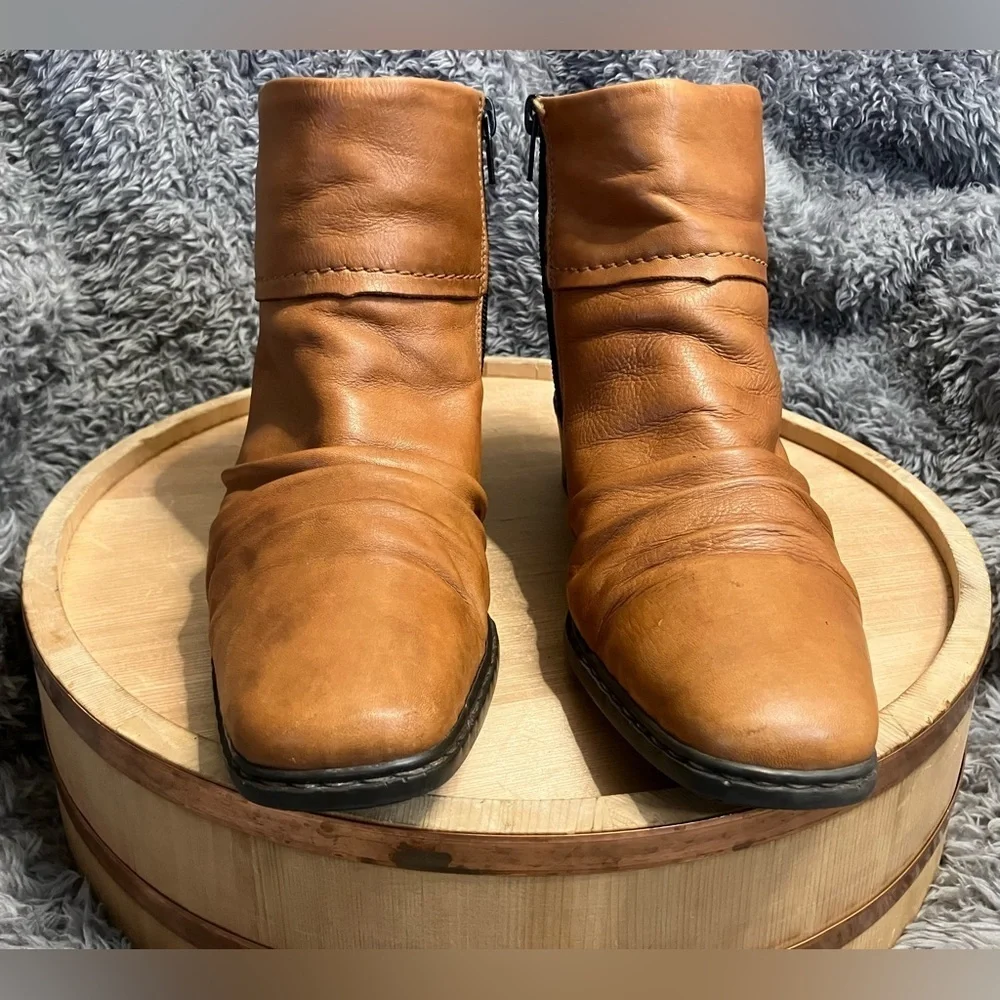 Rieker Kendra Ladies Slouch Ankle Zipper Boot Booties Brown Tan Size EU 37/ US 6